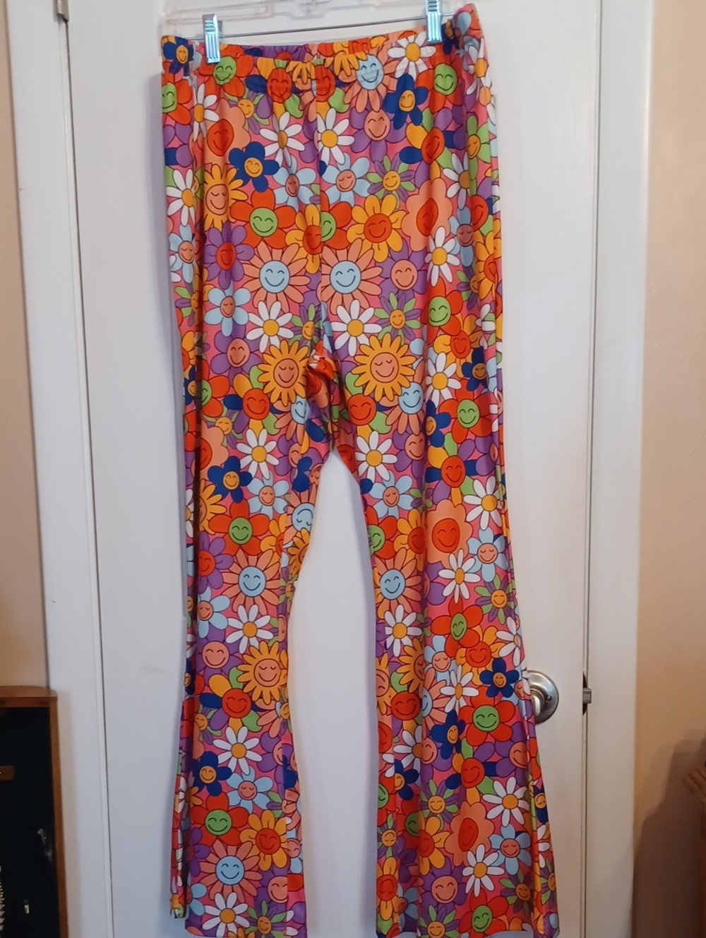 Floral Smiley Flare Pants - Multicolor